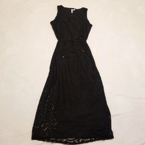 Womens black lace maxi dress